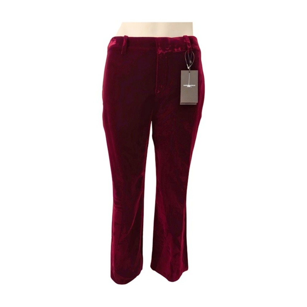 NWT SAINT LAURENT Velvet Flare Pants Burgundy Women's Size 38 FR/US6 - Picture 1 of 10